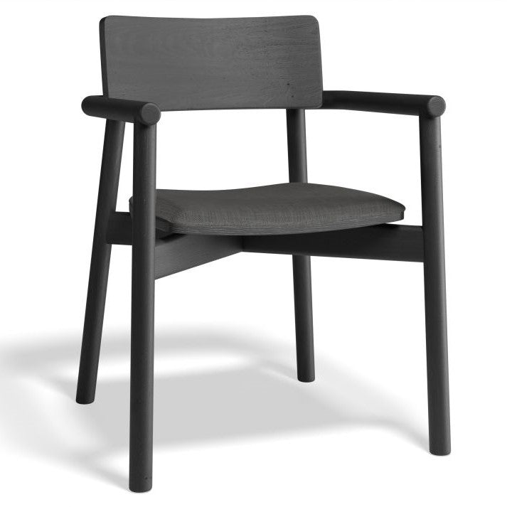 Black Wood Fabric Padded Dining Armchair (Available in 2 Colors)