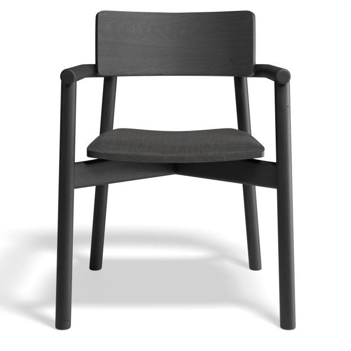 Black Wood Fabric Padded Dining Armchair (Available in 2 Colors)