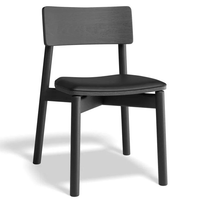 Black Wood Leather Padded Dining Chair (Available in 4 Colors)