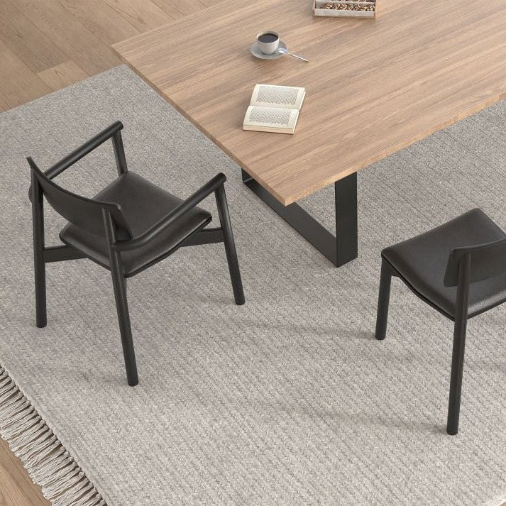 Black Wood Leather Padded Dining Chair (Available in 4 Colors)