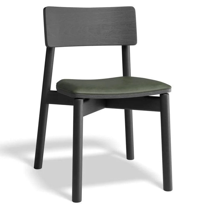 Black Wood Leather Padded Dining Chair (Available in 4 Colors)