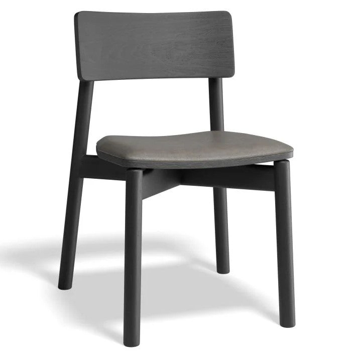 Black Wood Leather Padded Dining Chair (Available in 4 Colors)