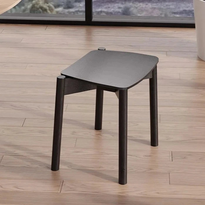 Black Wooden Low Stool 45cms