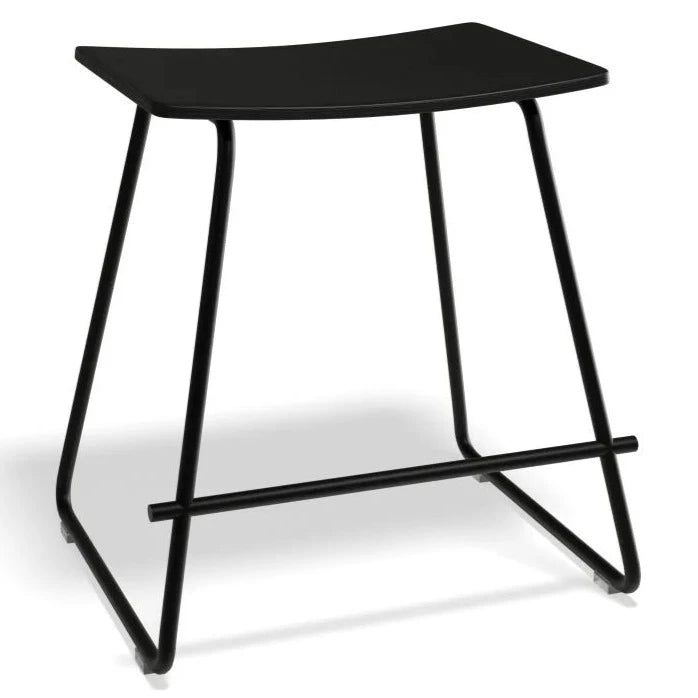 Black Wooden Steel Low Stool 47cms