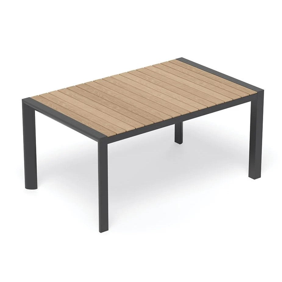 Black Wooden Top Outdoor Metal Bench - 160x100cms