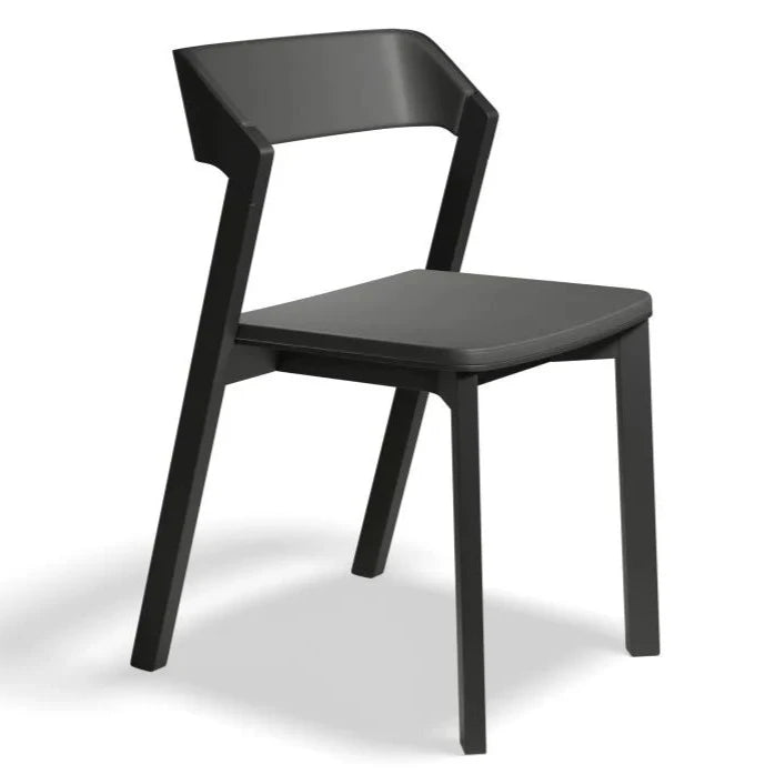 Black Woodgrain Grey Pad Dining Chair