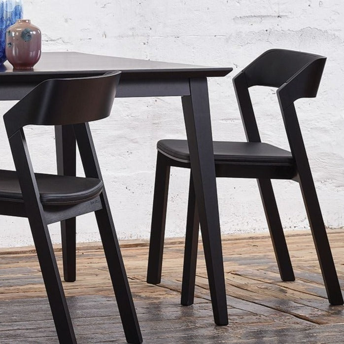 Black Woodgrain Grey Pad Dining Chair