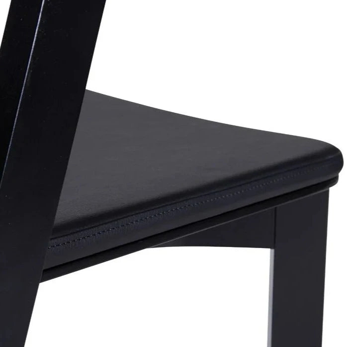 Black Woodgrain Grey Pad Dining Chair