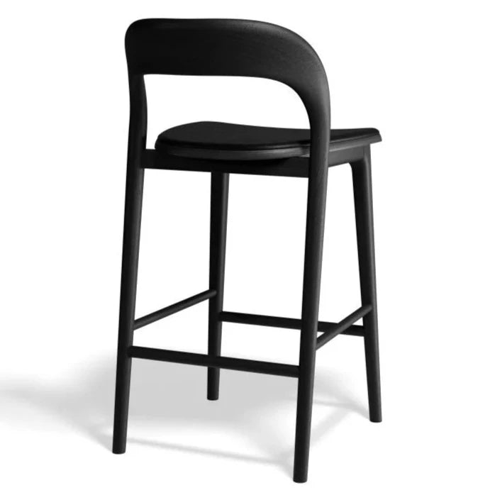 Black Woodland Padded High Stool 66cms (Available in 3 Colors)