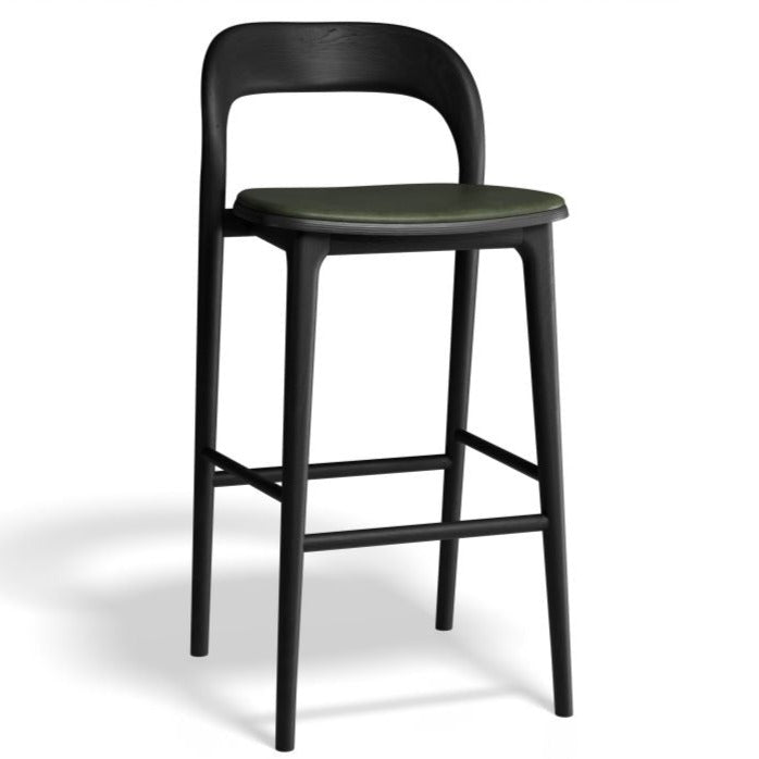 Black Woodland Padded High Stool 75cms (Available in 3 Colors)