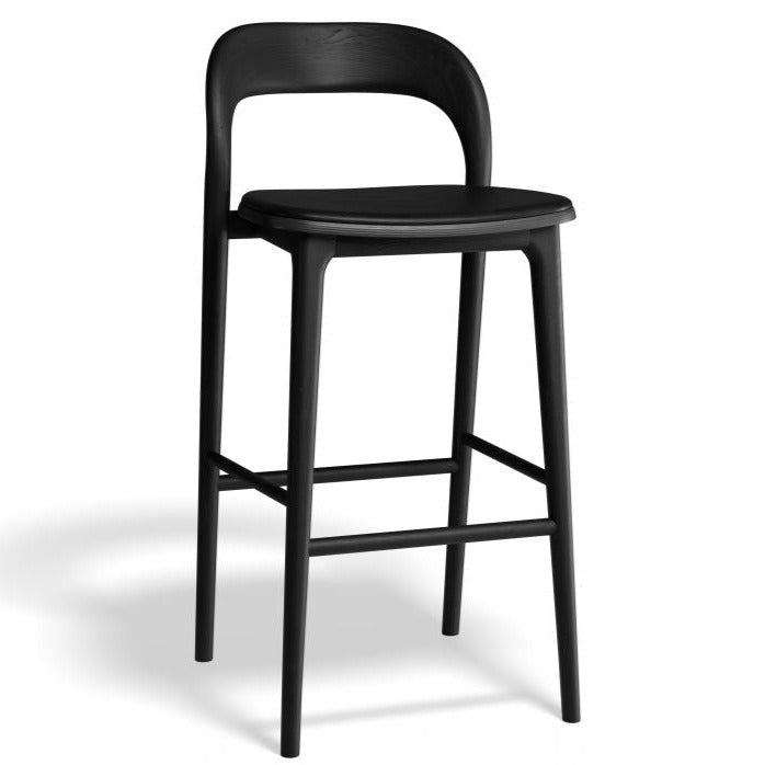 Black Woodland Padded High Stool 75cms (Available in 3 Colors)