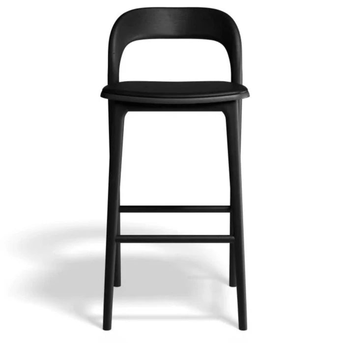 Black Woodland Padded High Stool 75cms (Available in 3 Colors)