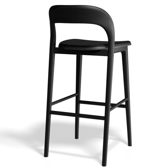 Black Woodland Padded High Stool 75cms (Available in 3 Colors)