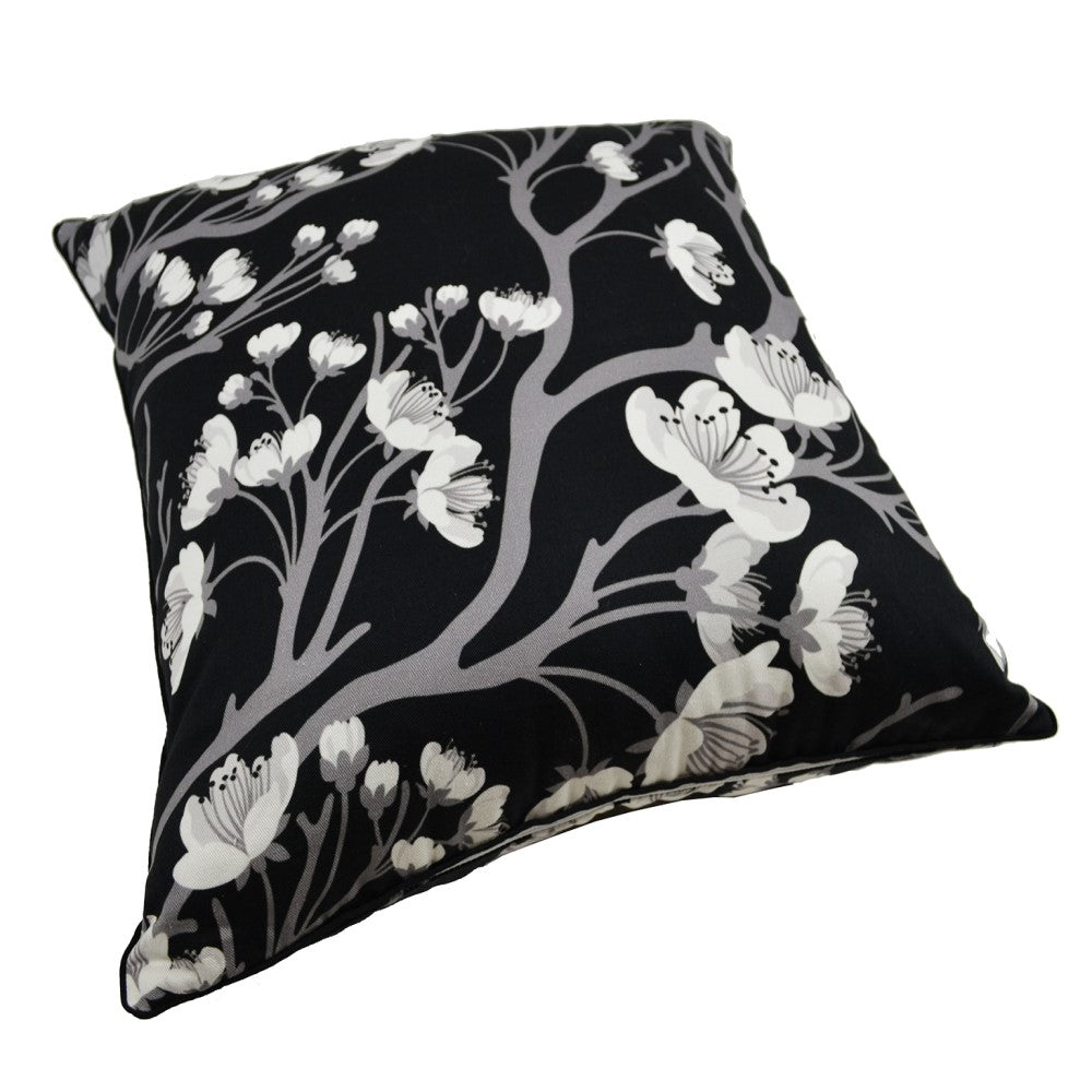 Black & White Cherry Blossom Cushion With Recycled Fill 45 X 45cms