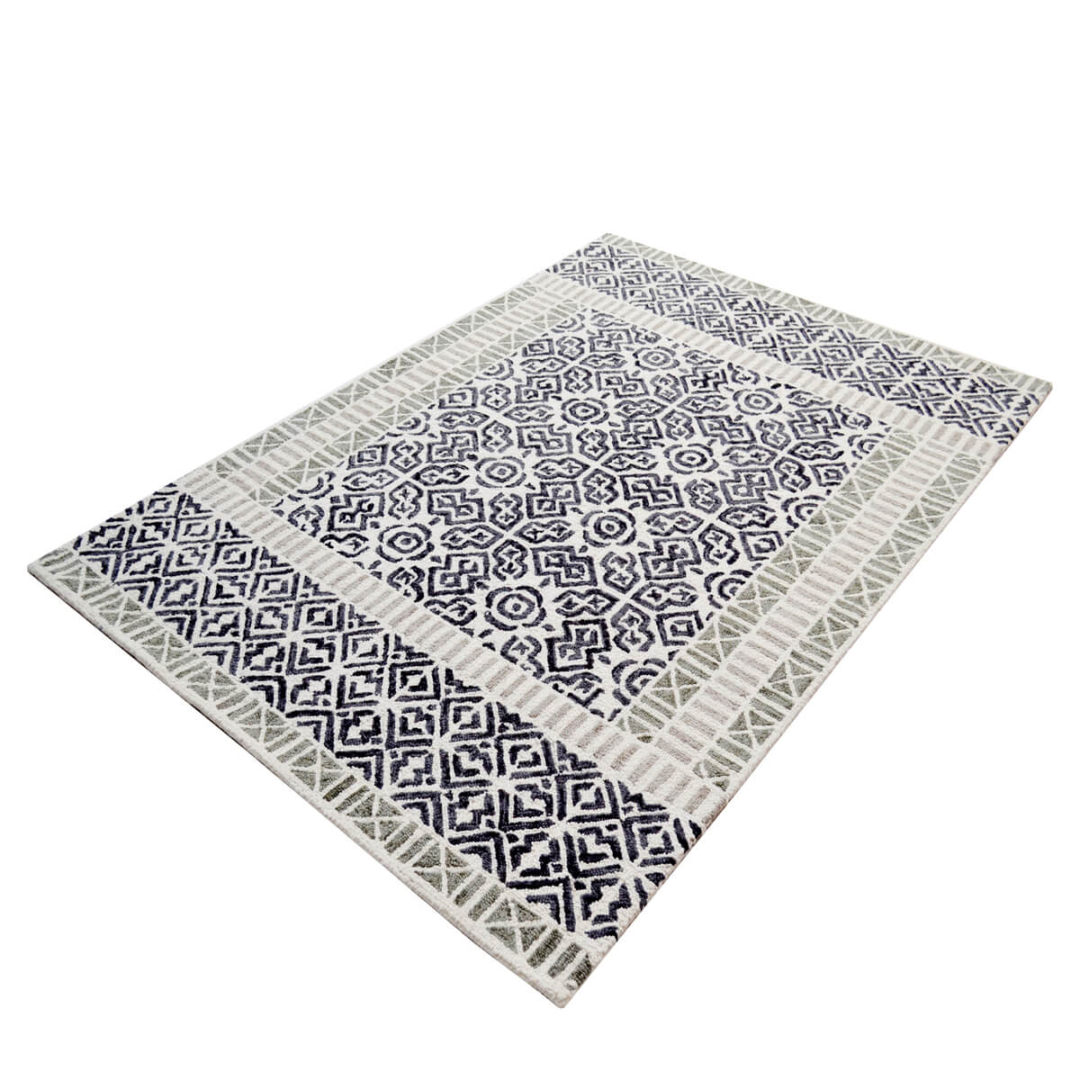 Black & White Handmade Woolen Rug (Available in 3 Sizes)