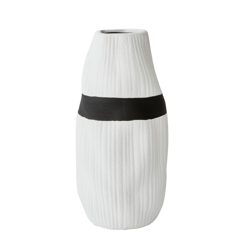 Black and White Palette Ceramic Vase - White