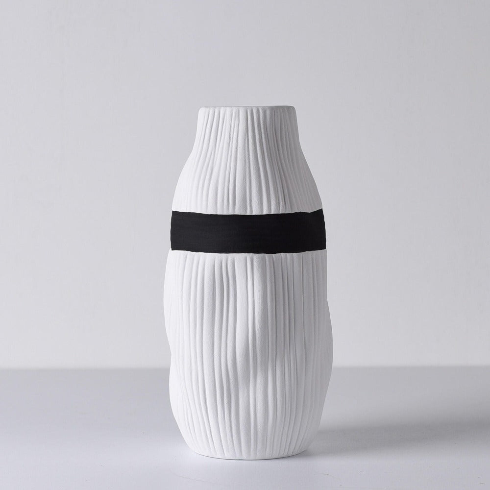 Black and White Palette Ceramic Vase - White