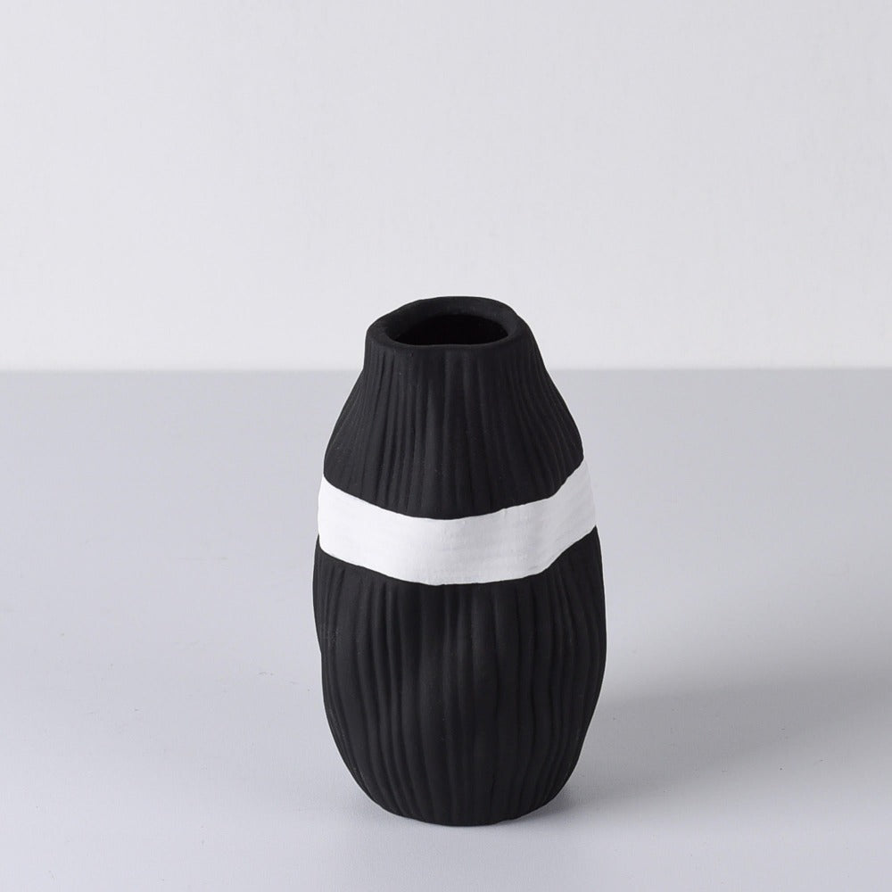 Black and White Palette Ceramic Vase - Black