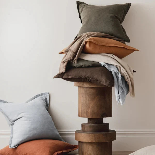 Blair Linen Cushion Cover - Chocolate - 60X60cms