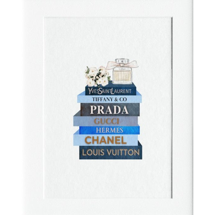 Blue Books Mounted Print Wall Decor - 40x50cms