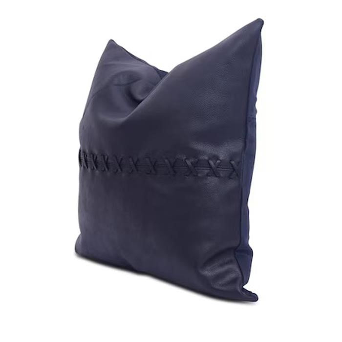 Blue Cowhide Leather Cushion Cover 45 x 45cms