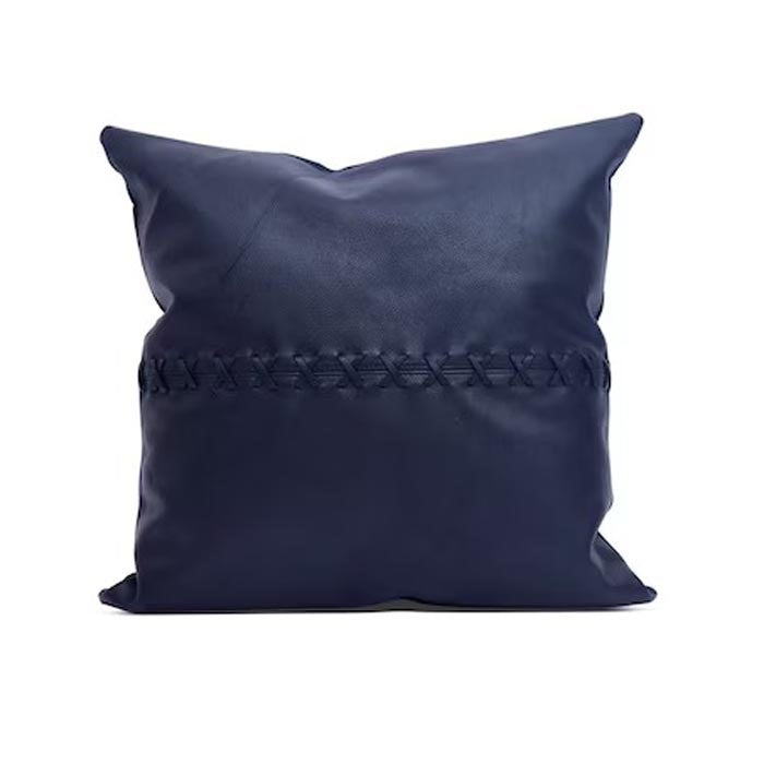 Blue Cowhide Leather Cushion Cover 45 x 45cms