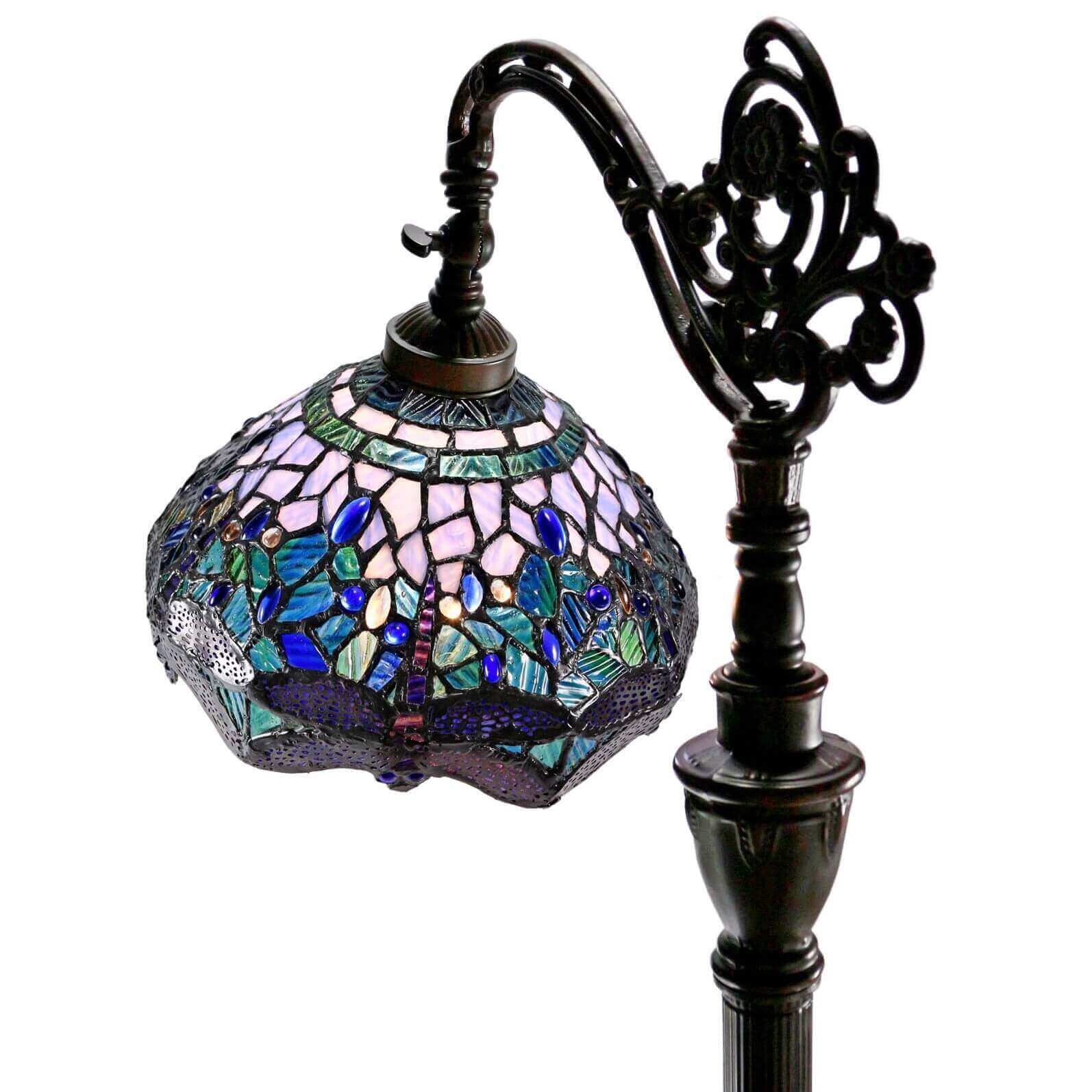 Blue Dragonflies Downbridge Tiffany Stained Glass Floor Lamp