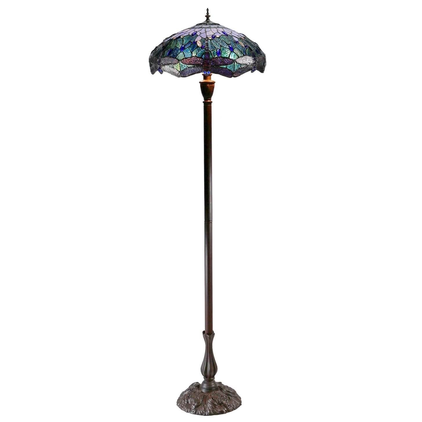 Blue Dragonflies Tiffany Stained Glass Floor Lamp