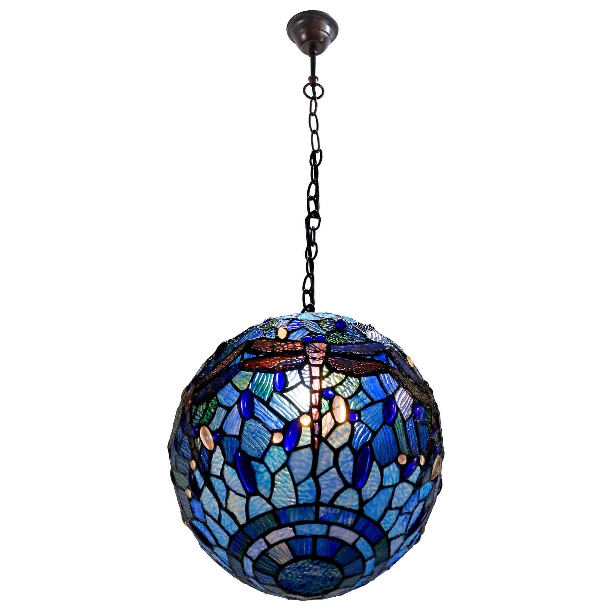 Blue Dragonflies Tiffany Stained Glass Pendant Lamp