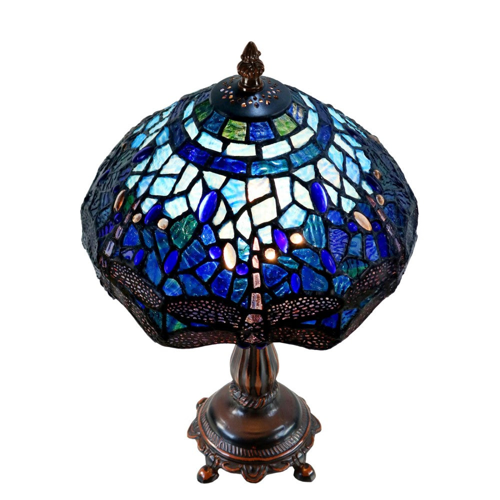 Blue Dragonfly Glass Small Table Lamp