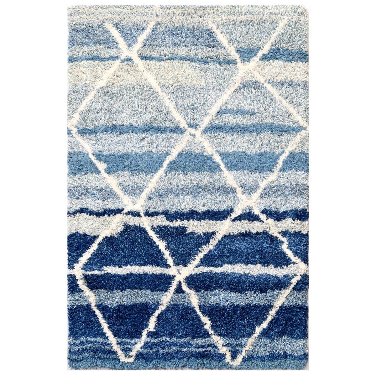 Blue Gradient Pattern Handmade Woolen Rug (Available in 3 Sizes)