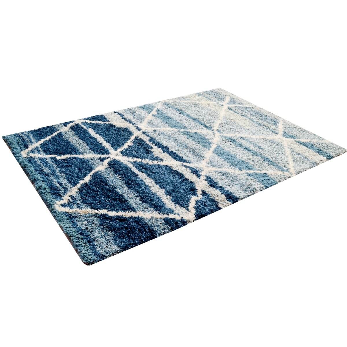 Blue Gradient Pattern Handmade Woolen Rug (Available in 3 Sizes)