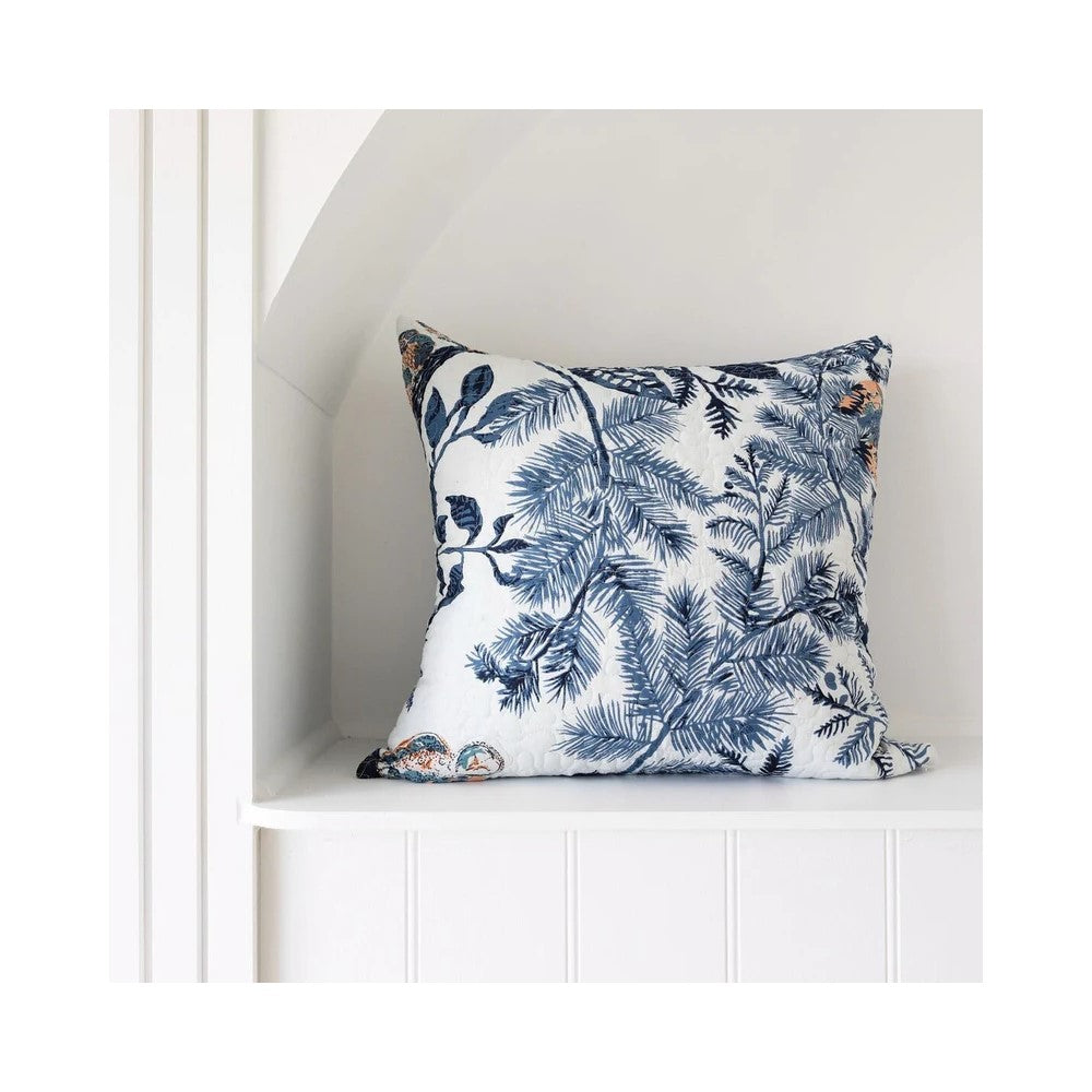 Blue Leaf Printed Cushion Cover 50 x 50cms