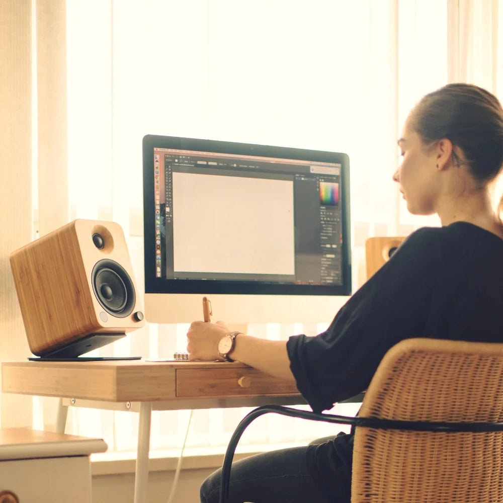 Bluetooth Powered Bookshelf Speakers - Bamboo