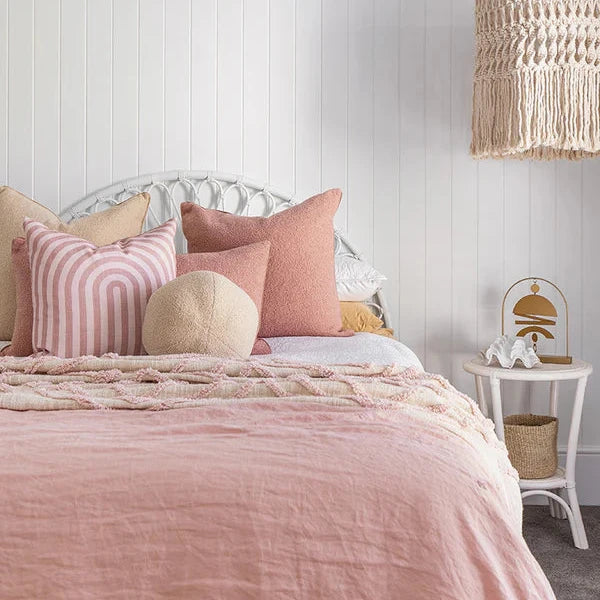 Blush Pink Boucle Cushion with Feather Insert - 60x60cms