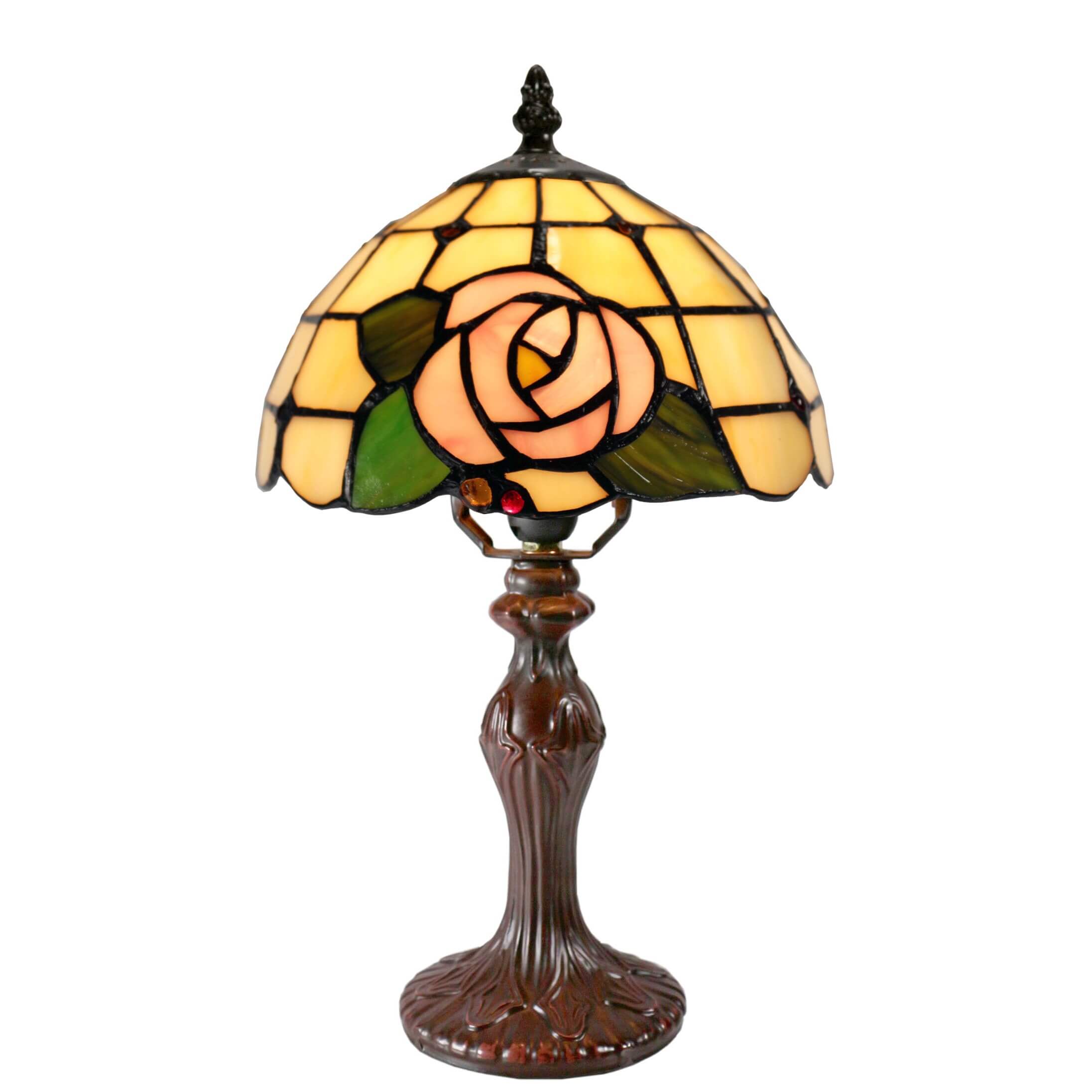 Blush Rose Tiffany Stained Glass Table Lamp