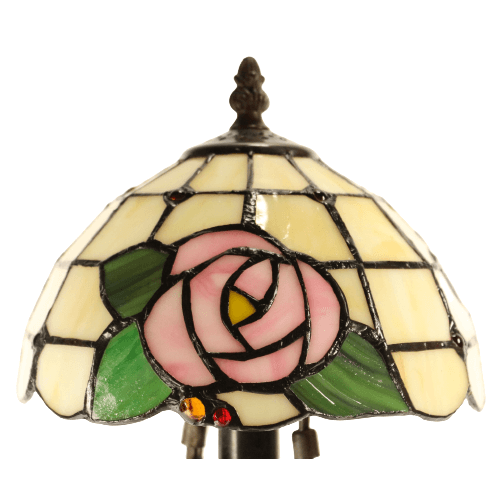 Blush Rose Tiffany Stained Glass Table Lamp