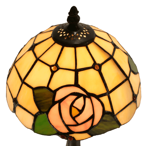 Blush Rose Tiffany Stained Glass Table Lamp