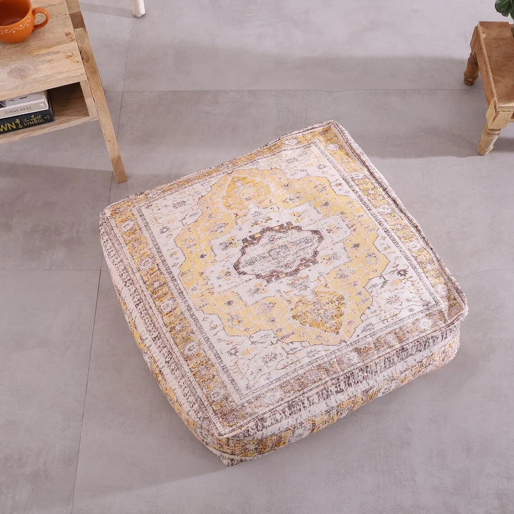 Bohemian Bliss Cushion Ottoman Cover - Yellow