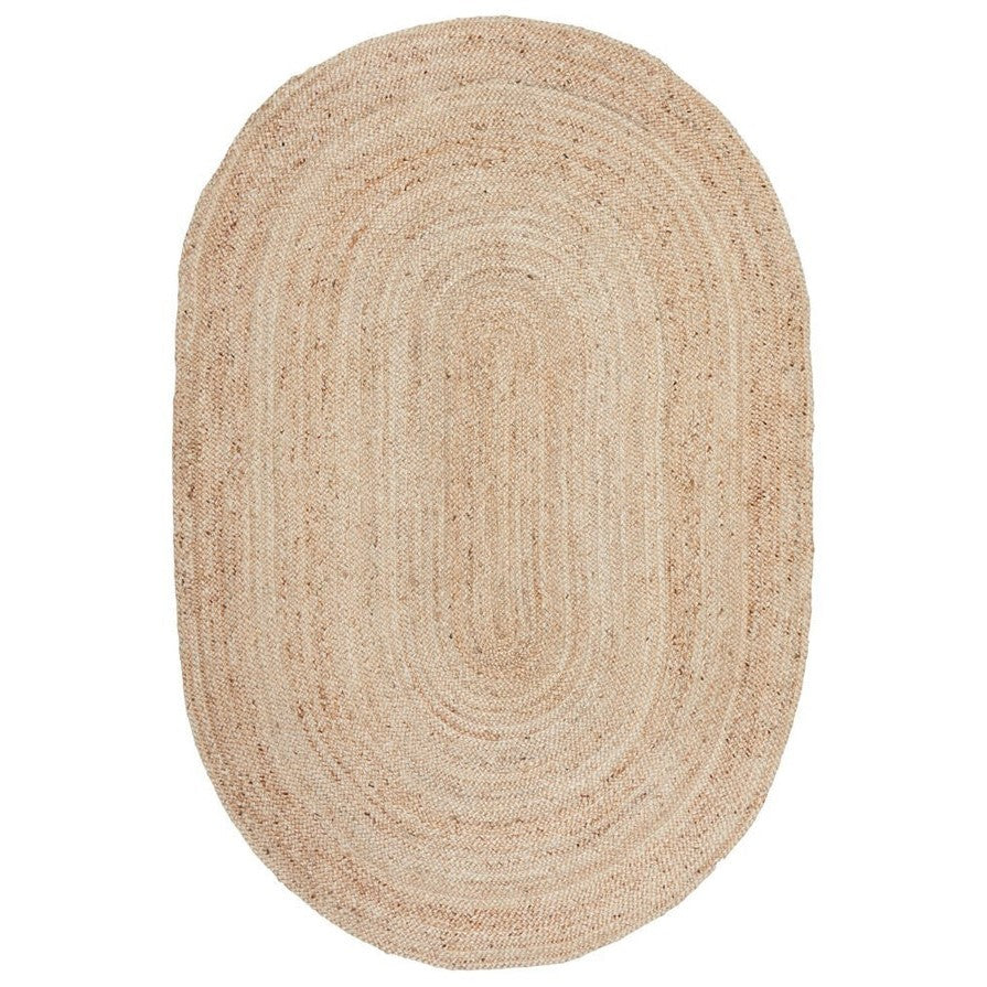 Bondi Natural Oval Hand-Braided Jute Rug - 220x150cms