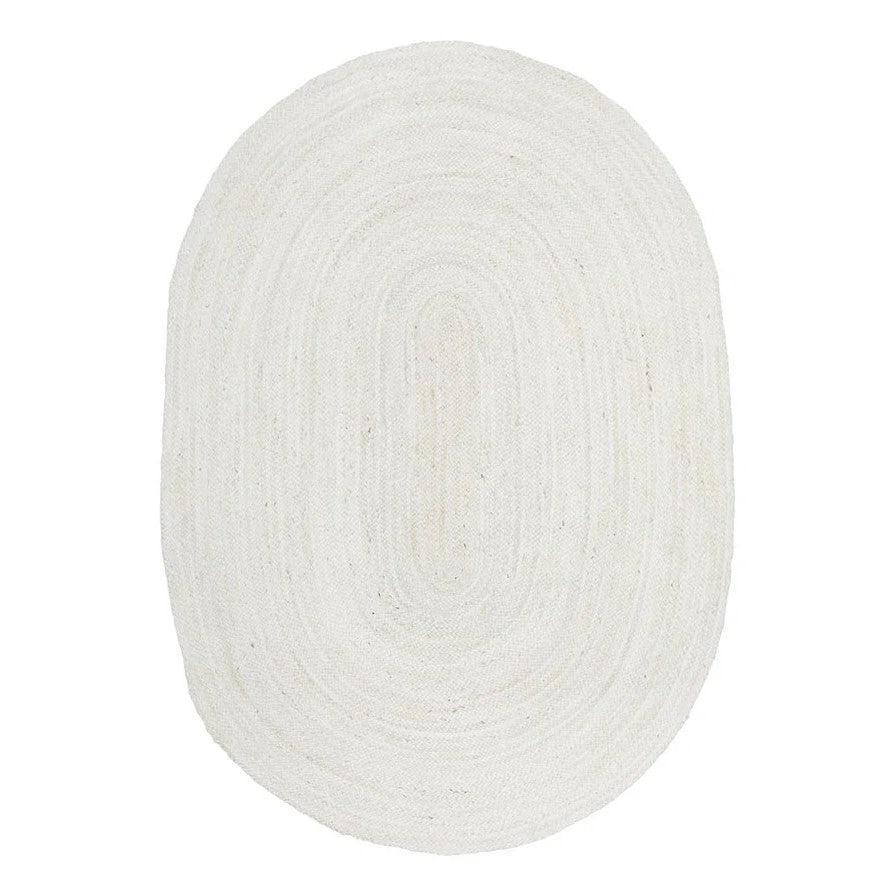 Bondi White Hand-Braided Jute Oval Rug - 280 x 190cms