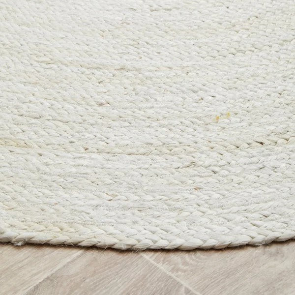 Bondi White Hand-Braided Jute Oval Rug - 280 x 190cms