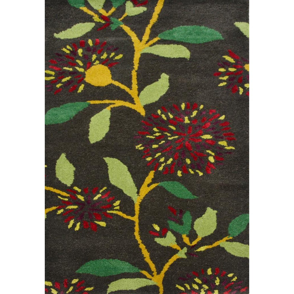 Botanical Handmade Wool Rug - Brown