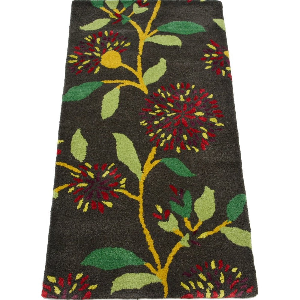 Botanical Handmade Wool Rug - Brown