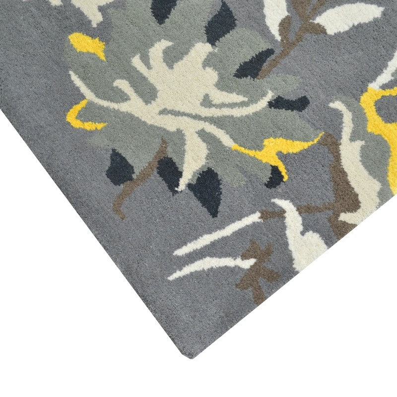 Botanical Handmade Wool & Viscose Rug - Grey