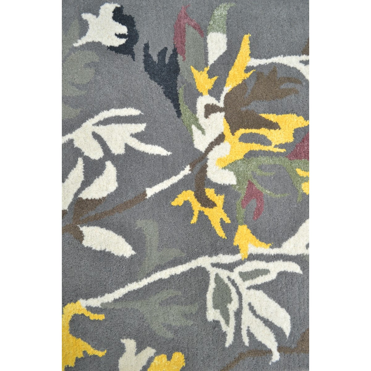 Botanical Handmade Wool & Viscose Rug - Grey