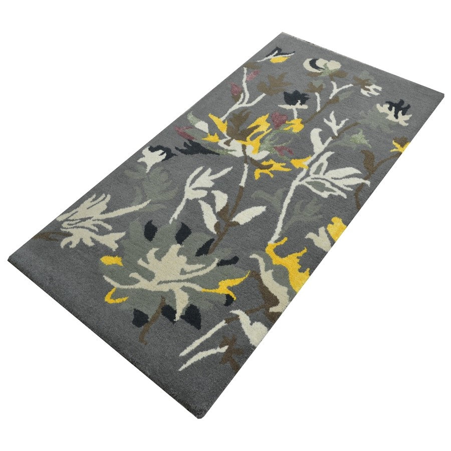 Botanical Handmade Wool & Viscose Rug - Grey