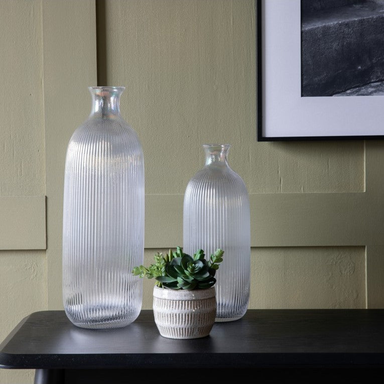 Bottle-Style Vase with Ribbed Texture (Available in 2 Sizes)