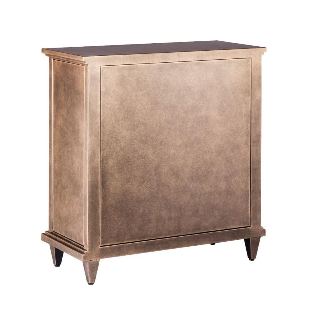 Modern Brass Finish Glass Door Iron Sideboard