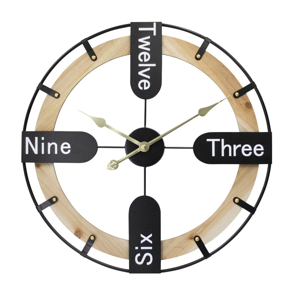 Brass Gearworks Wall Clock 60cms - Black